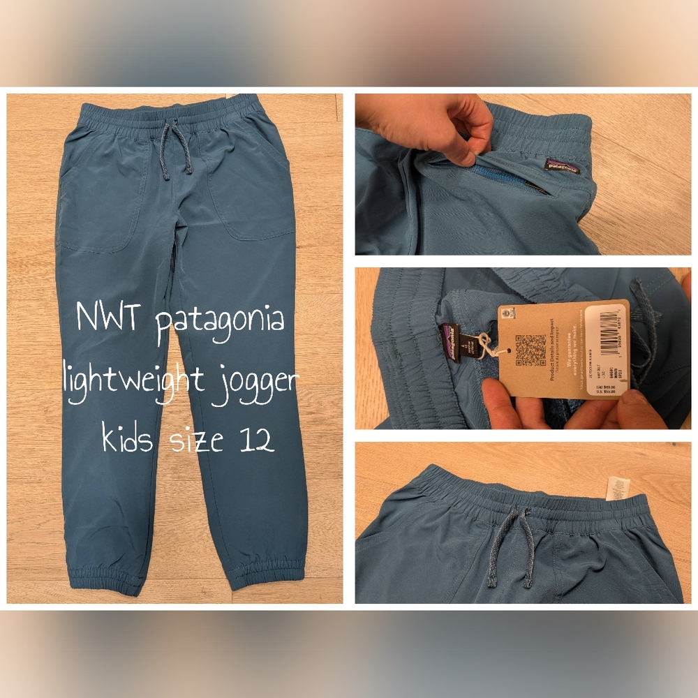 Patagonia Kids' Lightweight Jogger Pants - Slate Blue, Size 12 Unisex